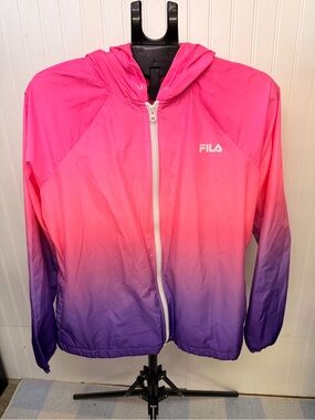 Fila Pink to Purple Ombre Hooded Rain Jacket